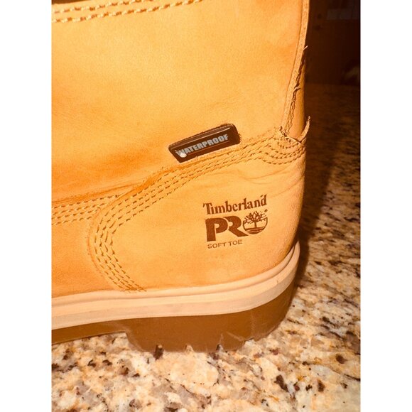 Timberland Pro Soft Toe Waterproof Work Boots Wheat Nubuck Leather Men 7 Utility - Picture 6 of 13